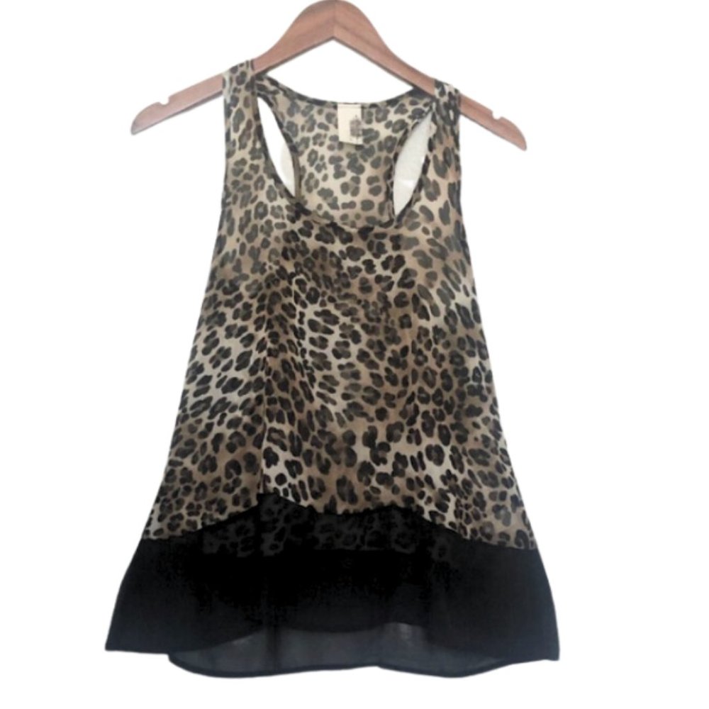 Francescas Sheer Animal Print Sleeveless Top